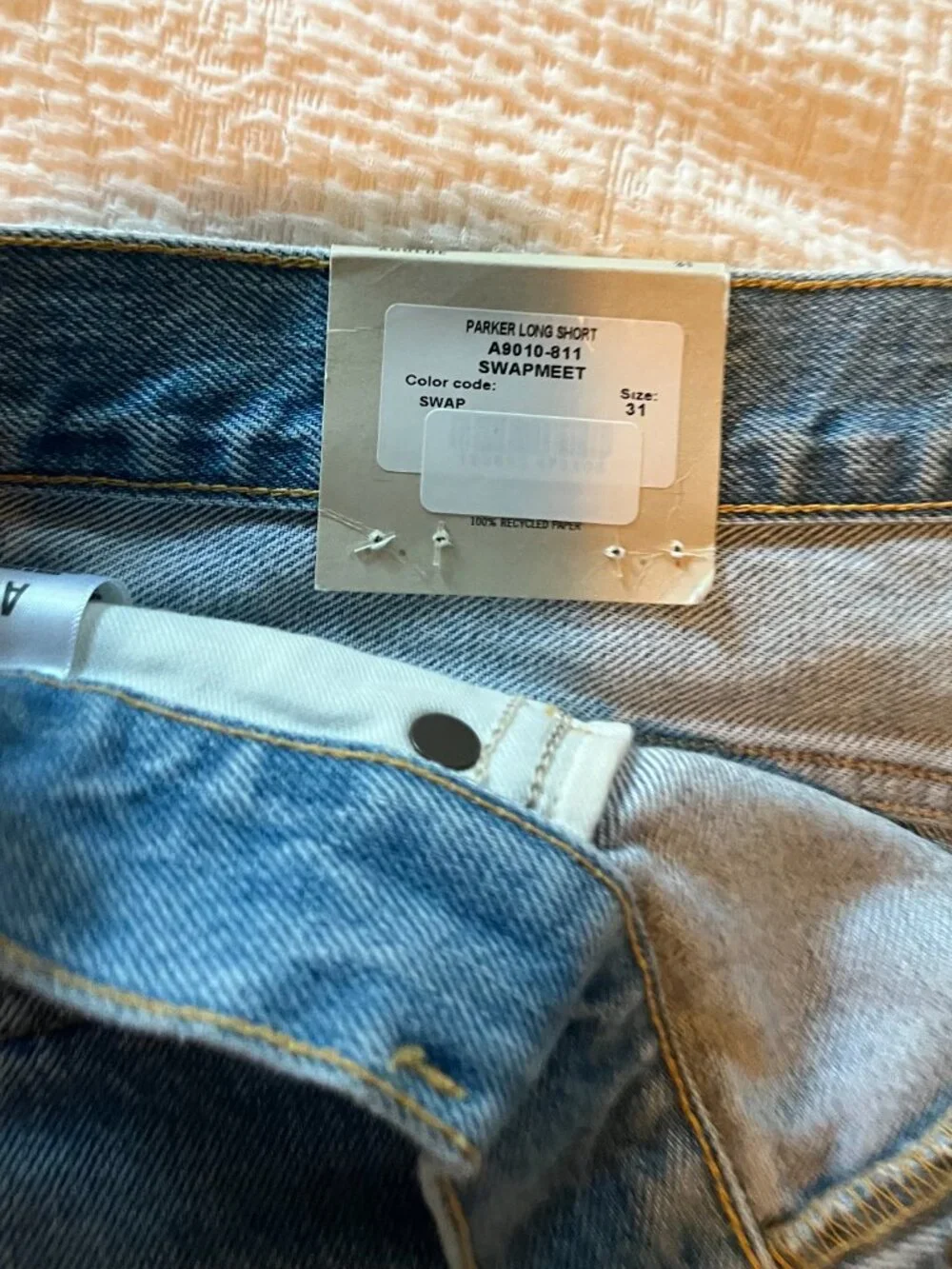 NWT AGOLDE Parker Long Shorts 31 SwapMeet High Rise Distressed Denim